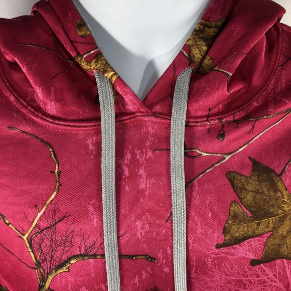 RealTree Xtra Colors Camo Hot Pink Hoodie Womens Large Hooded Sweatshirt Top - Picture 2 of 10